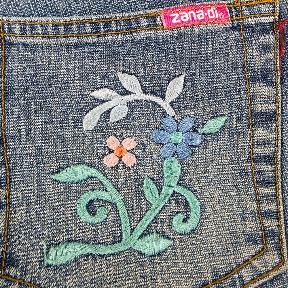 Zana-Di Vintage Y2K Floral Embroidered Capri Jeans Medium Wash Blue Size 15 - Picture 4 of 9